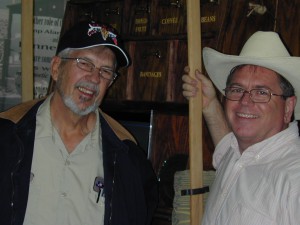 With Joe Roberts, maintenance man at a $5 million roadside rest stop (with a railroad theme, no less!) on U.S. 287 near Estelline, Texas. Joe's a writer himself. I was doing a travel story and he became my impromptu, for-the-occasion guide. Some of my most fun moments have come while doing "road" stories.