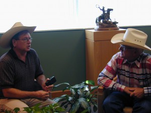 Interviewing the executive director of the Nat'l Cowboy Museum, Chuck Schroeder.