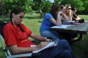 Students at picnic table