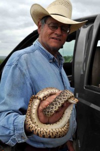John R. Erickson and snake